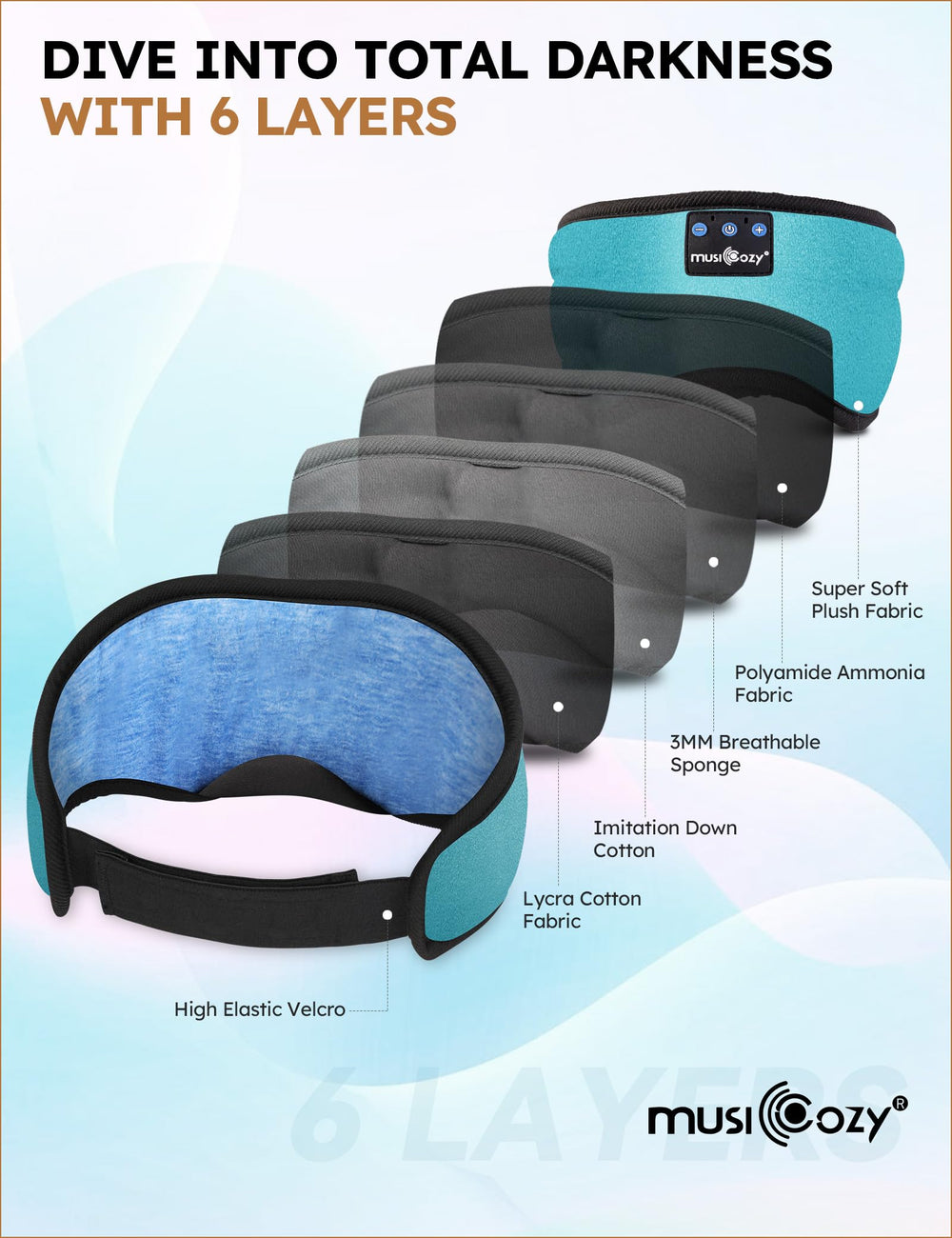 Musicozy adjustable Velcro strap shown for a secure, washable fit
