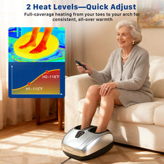 Musugy Foot Massager remote control enables hands-free adjustments.