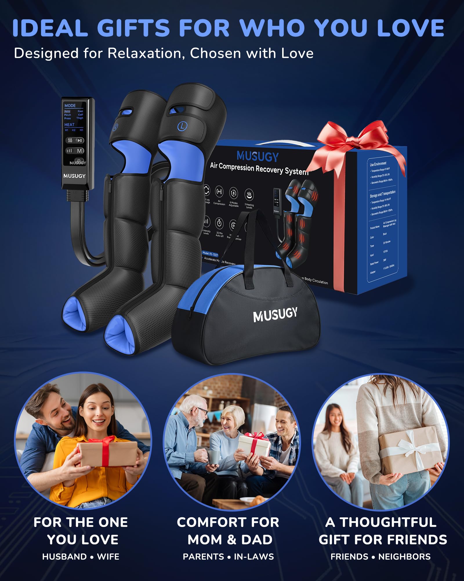 Musugy leg massager storage bag keeping accessories organized