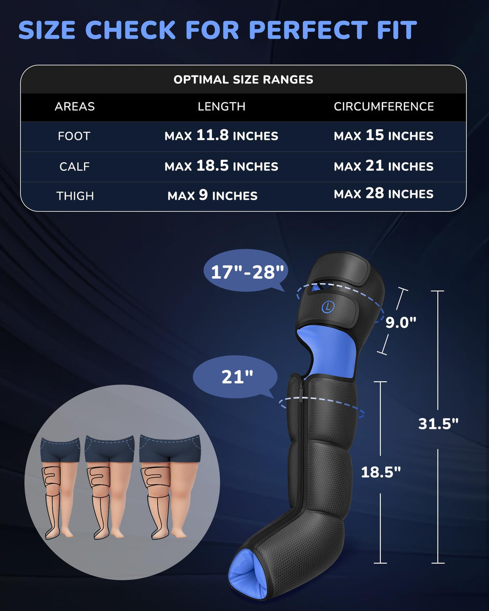 Musugy leg massager three-zone heat for warm-up and recovery