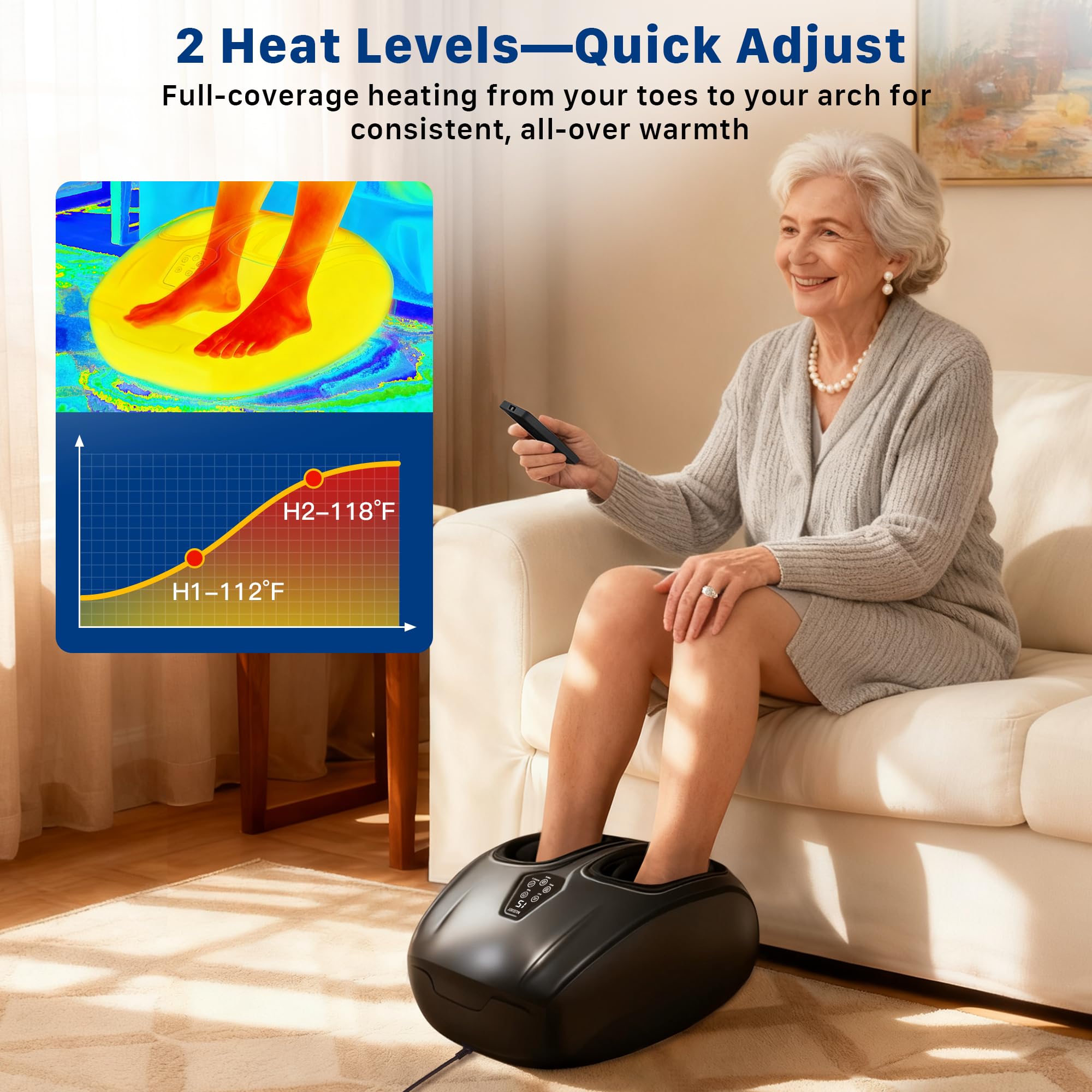 Musugy foot massager offering four modes for personalized care.