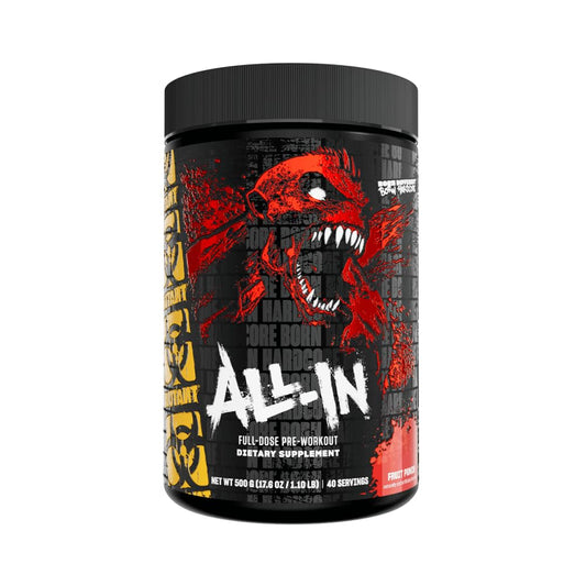 Mutant All-In Fruit Punch bottle pour for quick pre-workout fueling and focus