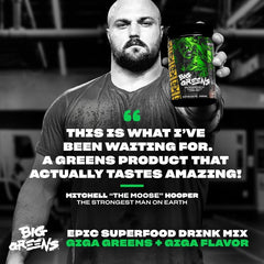 Mutant Big Greens land-sea blend ingredients panel highlights diverse greens.