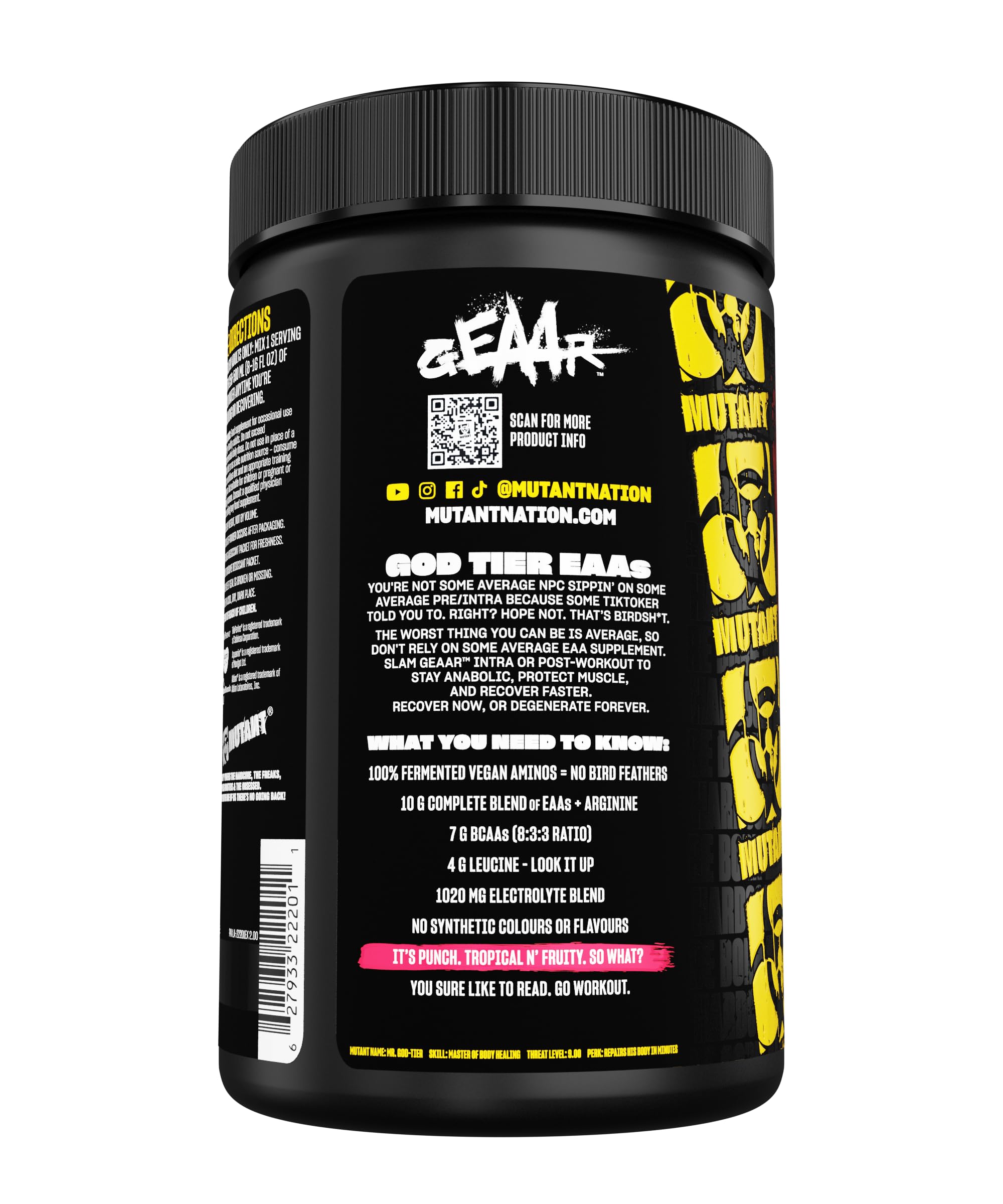 Mutant GEAAR vegan fermented amino acids showcase clean recovery support