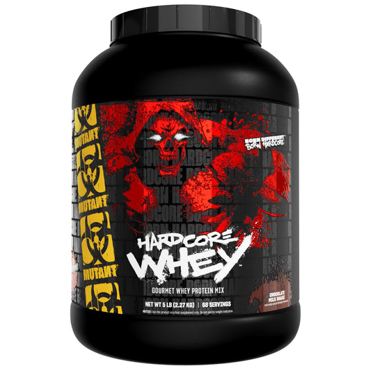 Mutant Hardcore Whey chocolate bottle pour for quick post-workout fueling