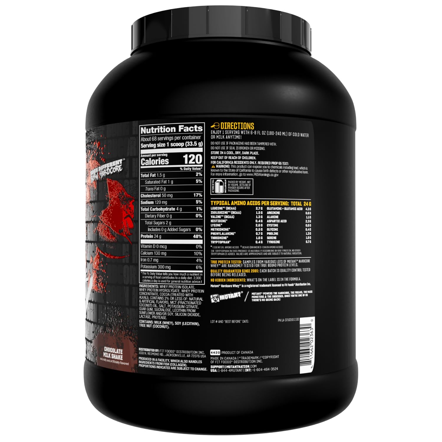 Mutant Hardcore Whey chocolate kitchen-use suggests versatile smoothies