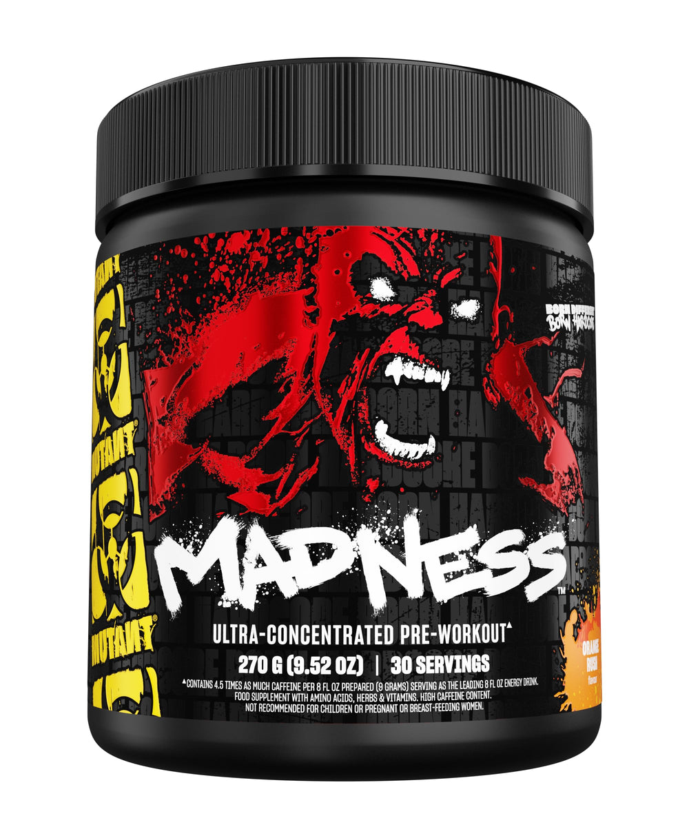 Mutant Madness blue raspberry powder scoop energizing your workout