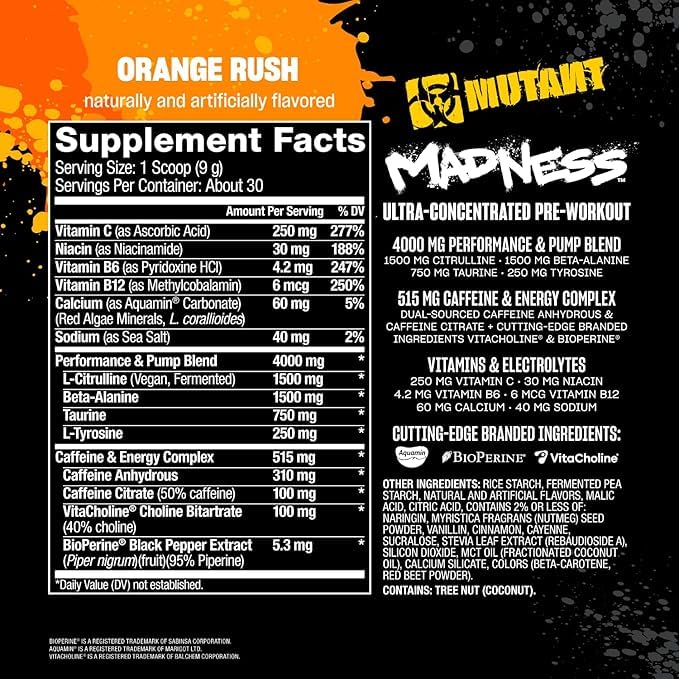 Mutant Madness measuring scoop ready for precise pre-workout dosing