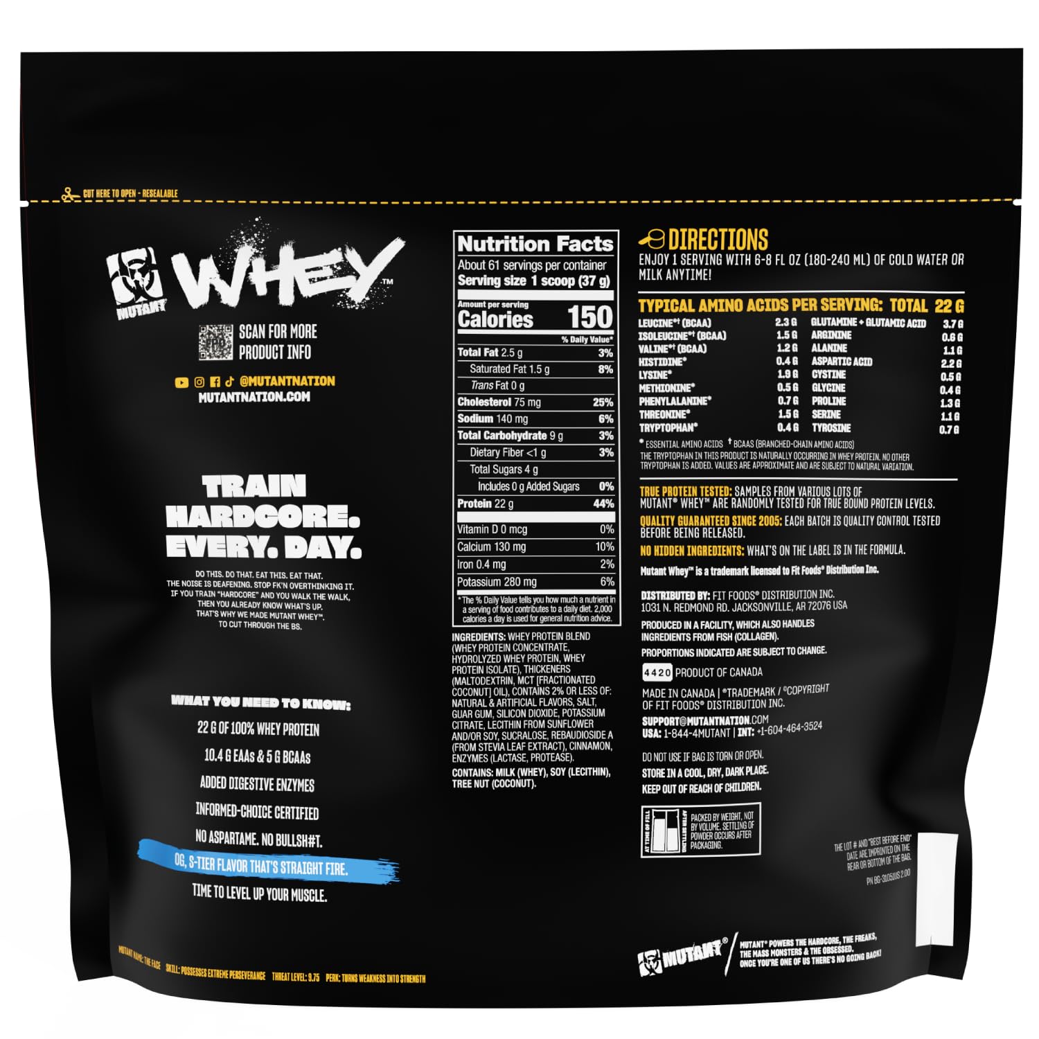 Mutant Whey 5 lbs Bag on Shelf signals bulk value and convenient stocking