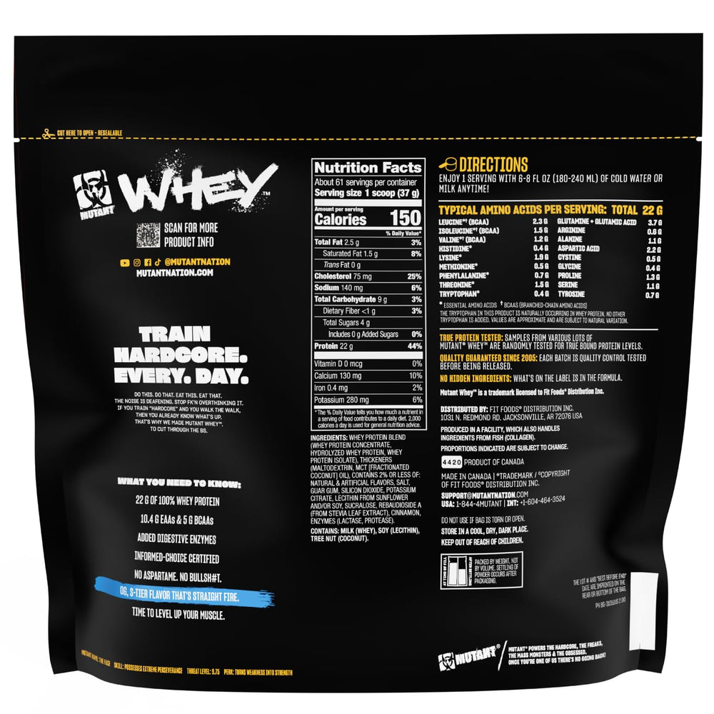 Mutant Whey 5 lbs Bag on Shelf signals bulk value and convenient stocking
