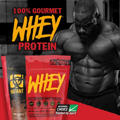 Mutant Whey Dual Chamber cookies and cream tub showing flavor variety