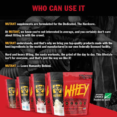 Mutant Whey Dual Chamber label closeup confirming certifications