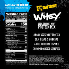 Mutant Whey Label Ingredients spotlights added EAAs and BCAAs for amino balance