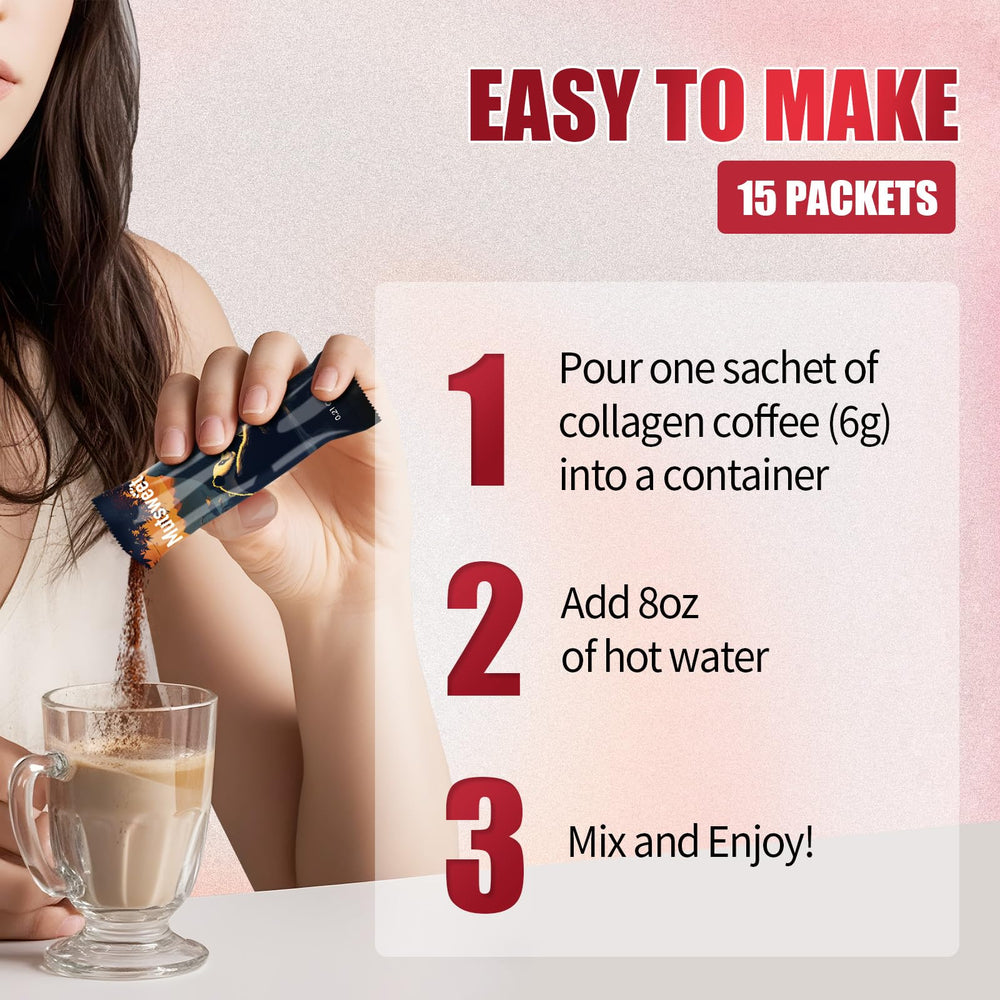 Mutsweet glowing skin and joint routine in morning cup, a sensory moment of self-care.
