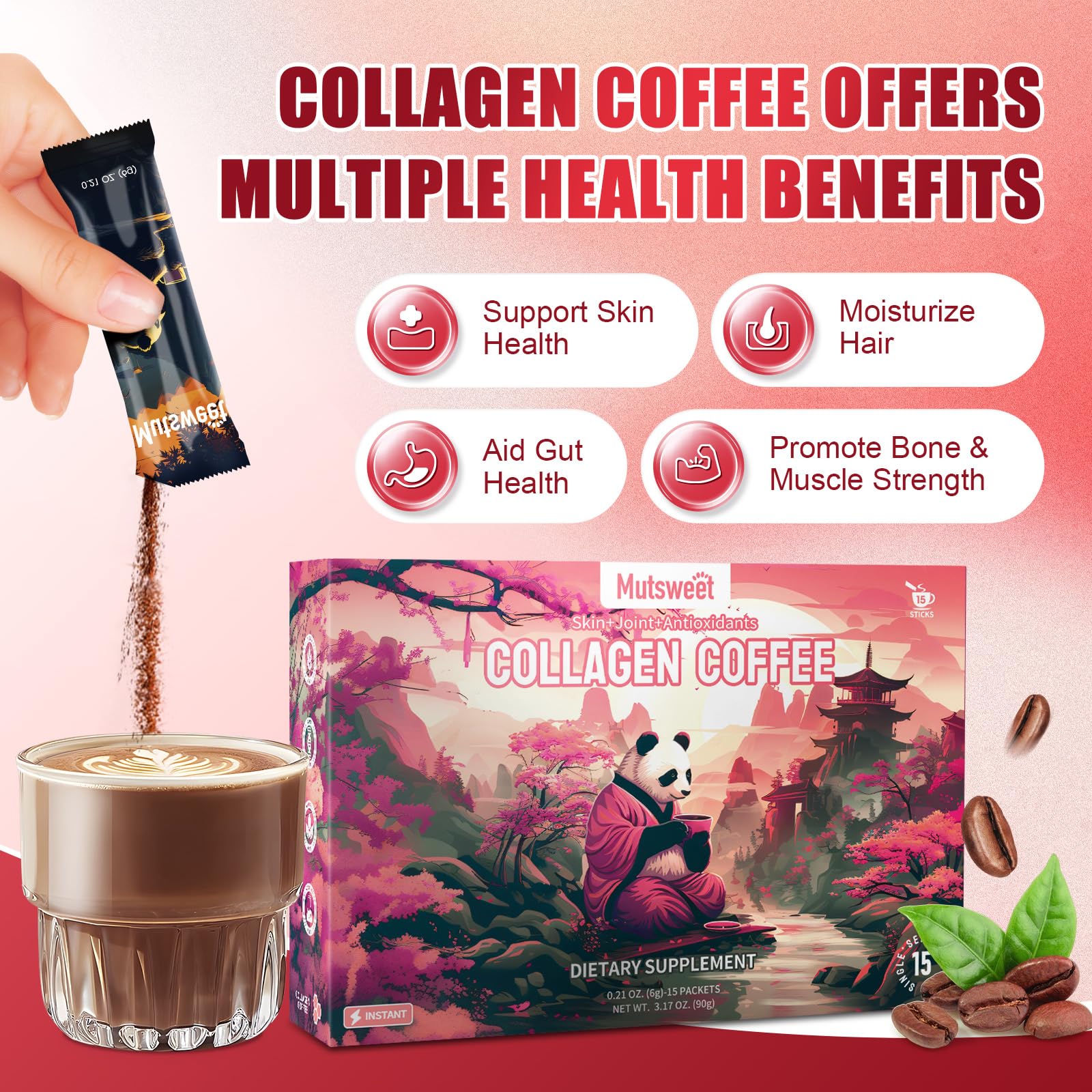 Mutsweet grape seed extract amber bottle, a antioxidant-rich addition to your collagen coffee ritual.