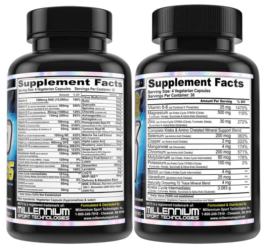 MVP-365 Premium Multi-Vitamin bottle featuring high-bioavailability nutrients for athletes