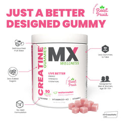 MX Wellness Creatine Monohydrate Gummies dispensing a chew for quick performance boost