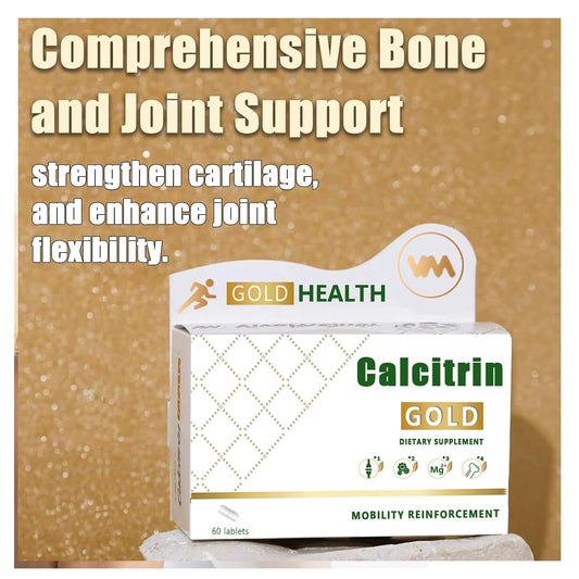 MXZ Calcitrin Gold tablets close-up highlighting joint comfort and flexibility.