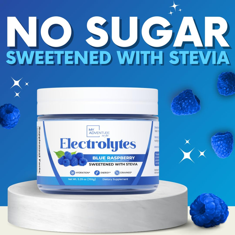 My Adventure to Fit blue raspberry electrolytes prepared drink glass offers crisp hydration