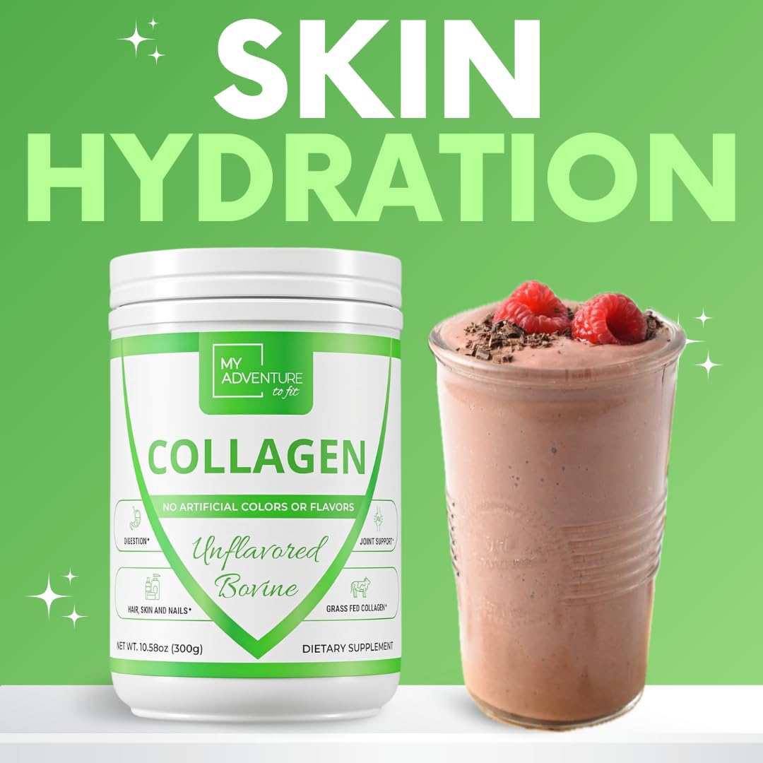 My Adventure to Fit Collagen label highlights non-GMO and keto-friendly formula.
