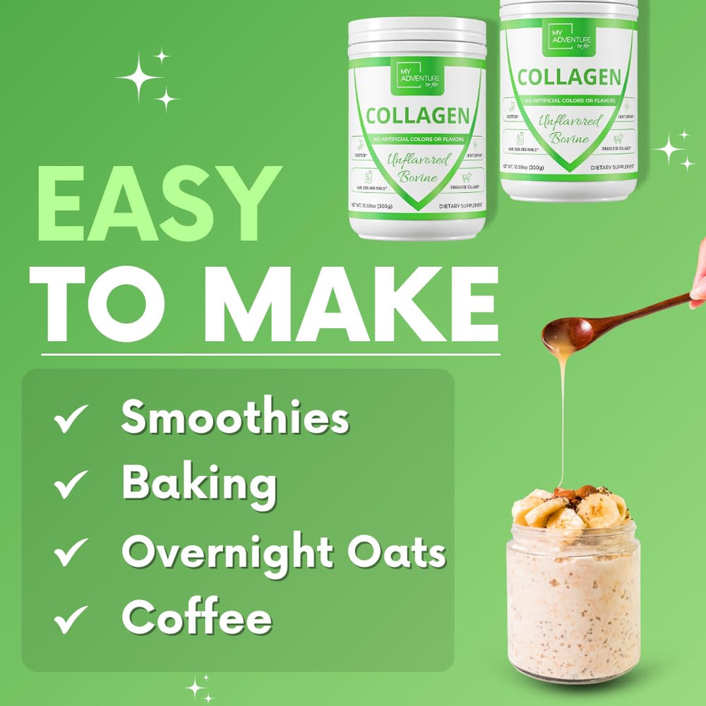 My Adventure to Fit Collagen unflavored powder blends smoothly into beverages.