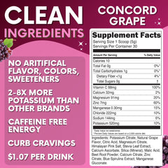 My Adventure to Fit Concord Grape electrolytes powder scoop on a clean surface for quick hydration.