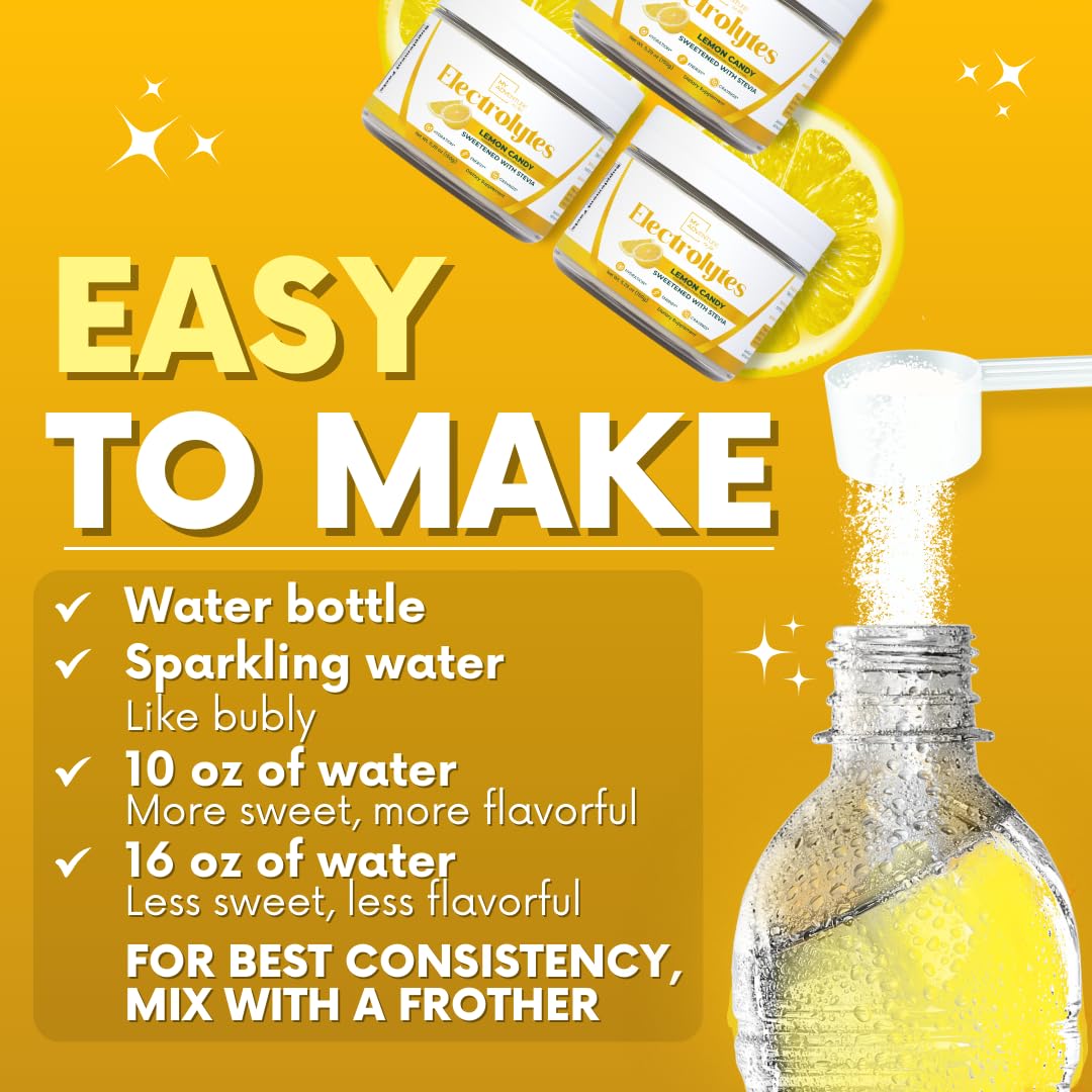 My Adventure to Fit Lemon Candy flavor swirling in a glass of water.