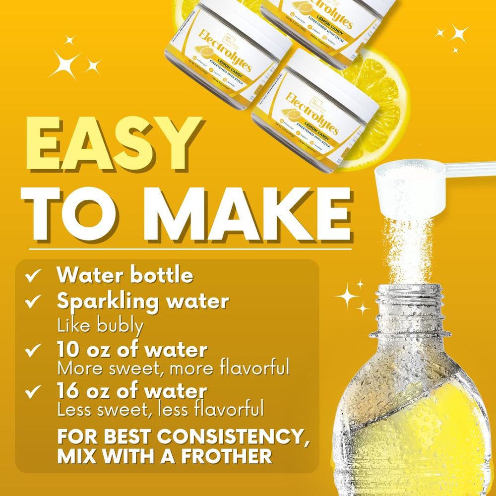 My Adventure to Fit Lemon Candy flavor swirling in a glass of water.