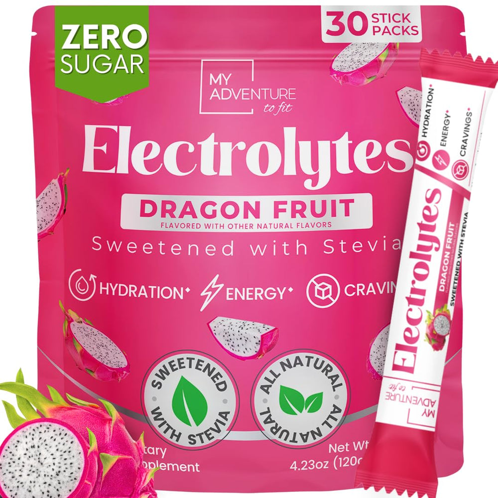 My Adventure to Fit dragon fruit electrolytes stick front view for on-the-go hydration