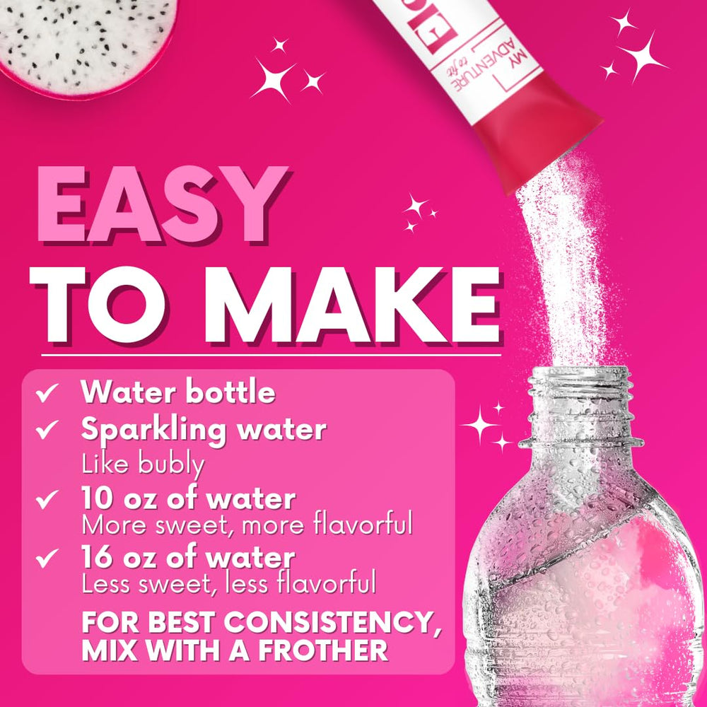 My Adventure to Fit dragon fruit electrolytes stick close-up of label and ingredients