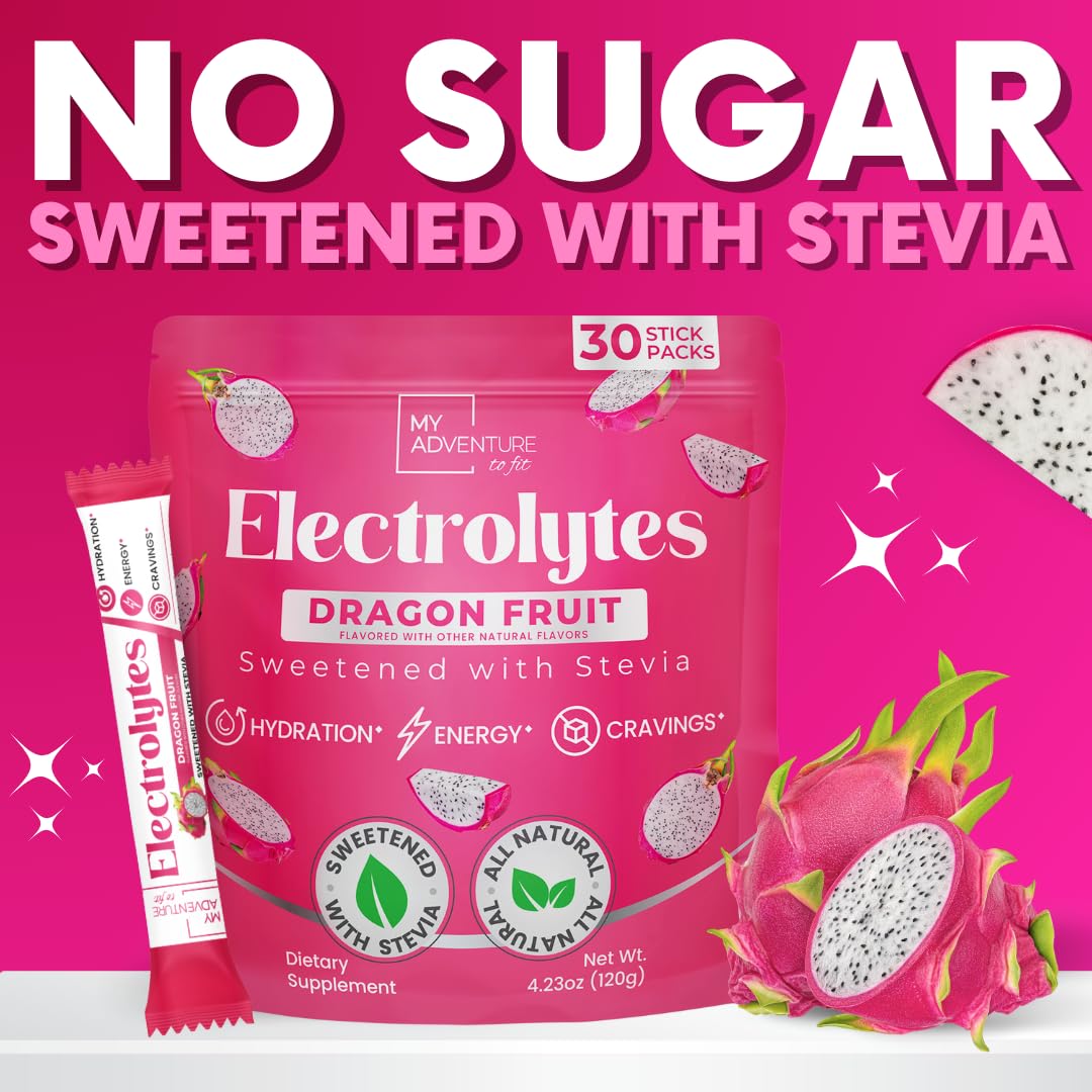 My Adventure to Fit dragon fruit electrolytes stick uses natural stevia sweetness