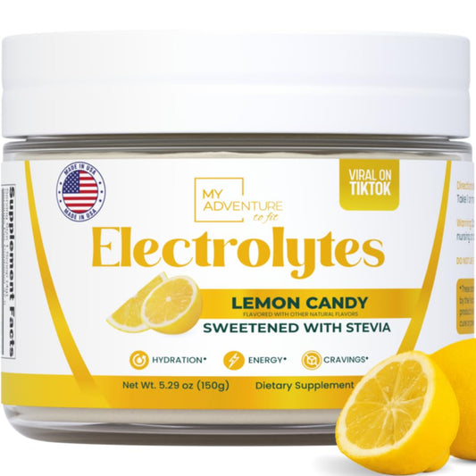My Adventure to Fit Zero Sugar Lemon Candy bottle for refreshing hydration.