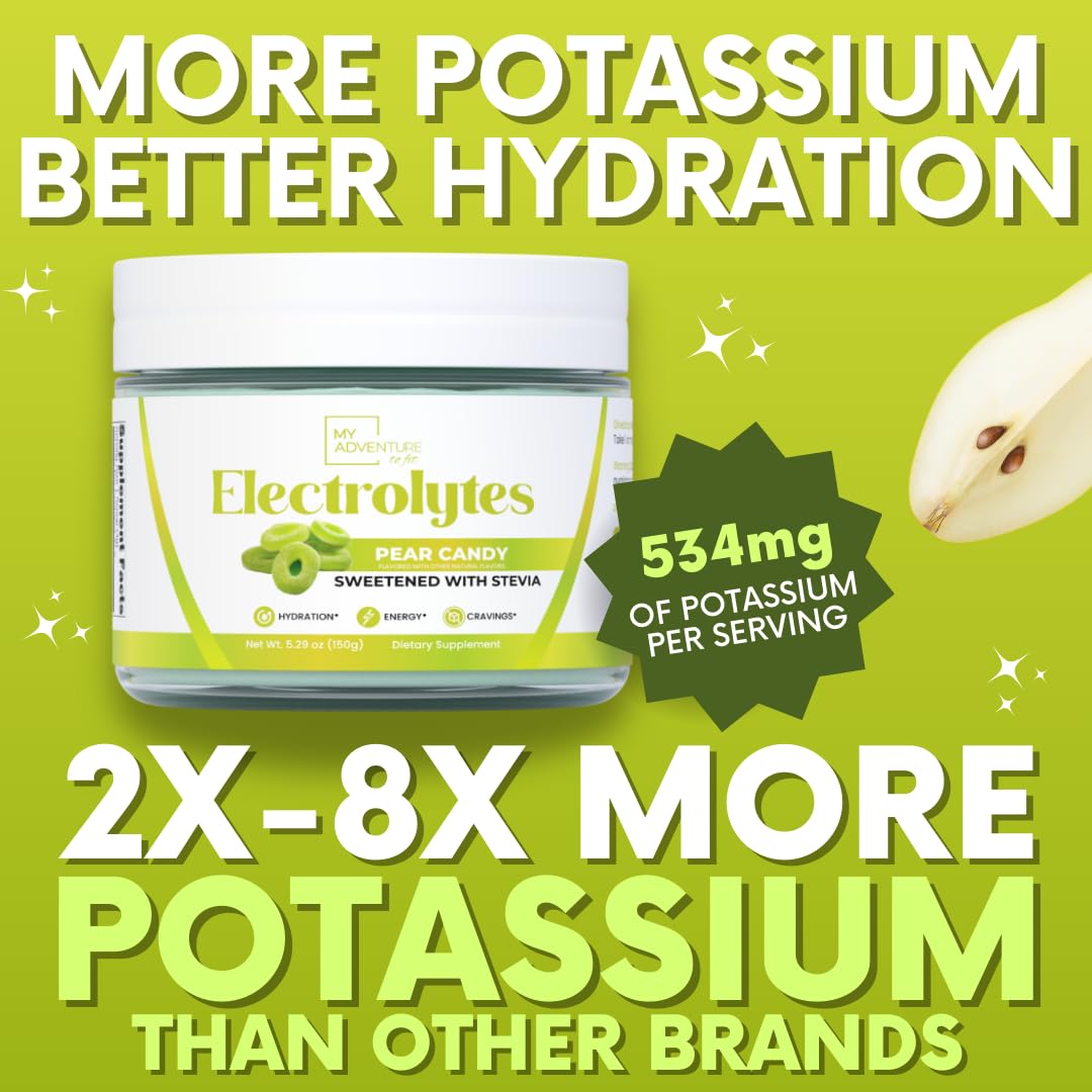 Glass of prepared Pear Candy electrolyte drink with a vibrant pear aroma.
