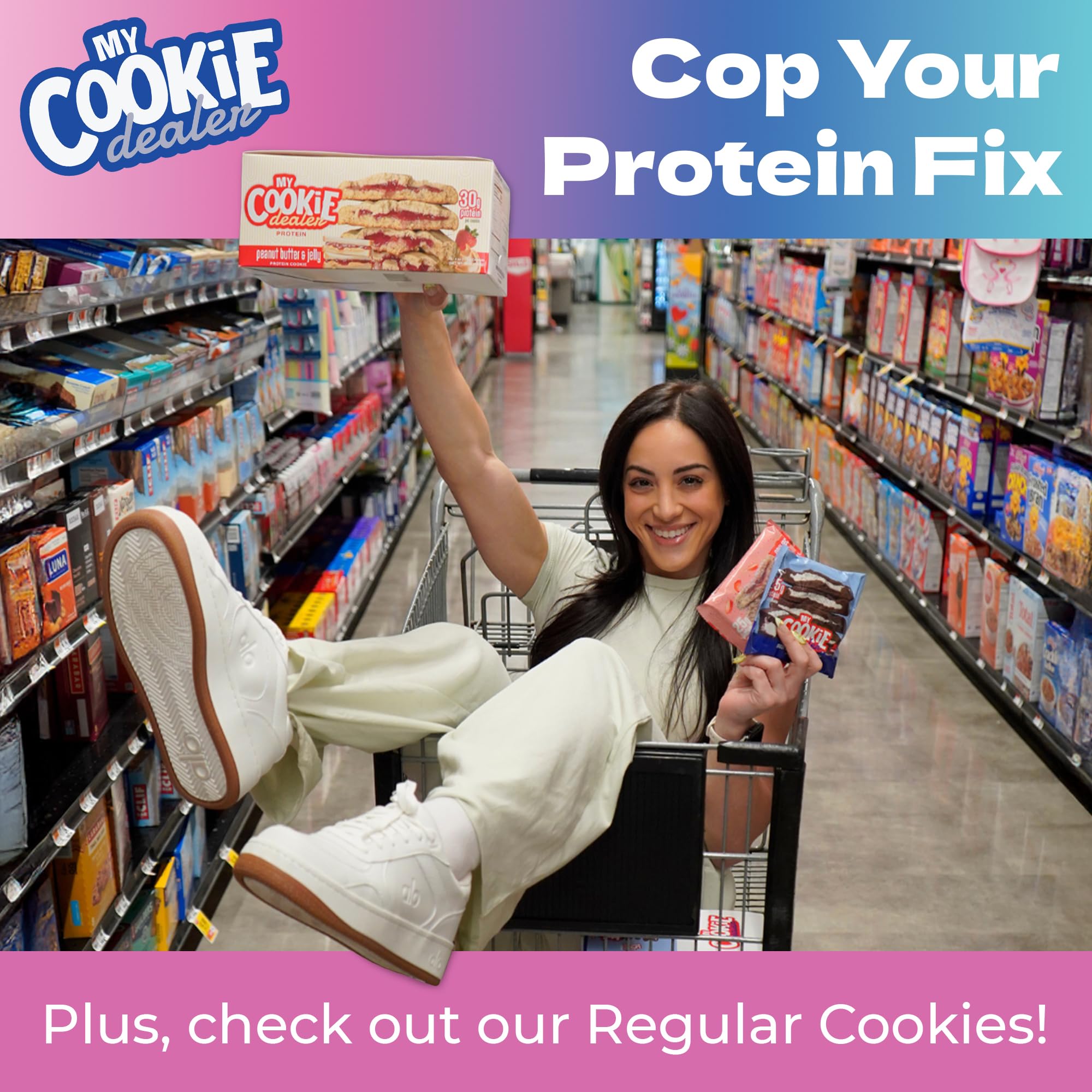 My Cookie Dealer Birthday Cake protein cookie wrap highlights convenient individually wrapped snacks.