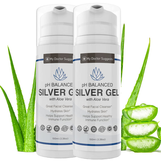 My Doctor Suggests silver colloidal gel with aloe on skin for soothing application
