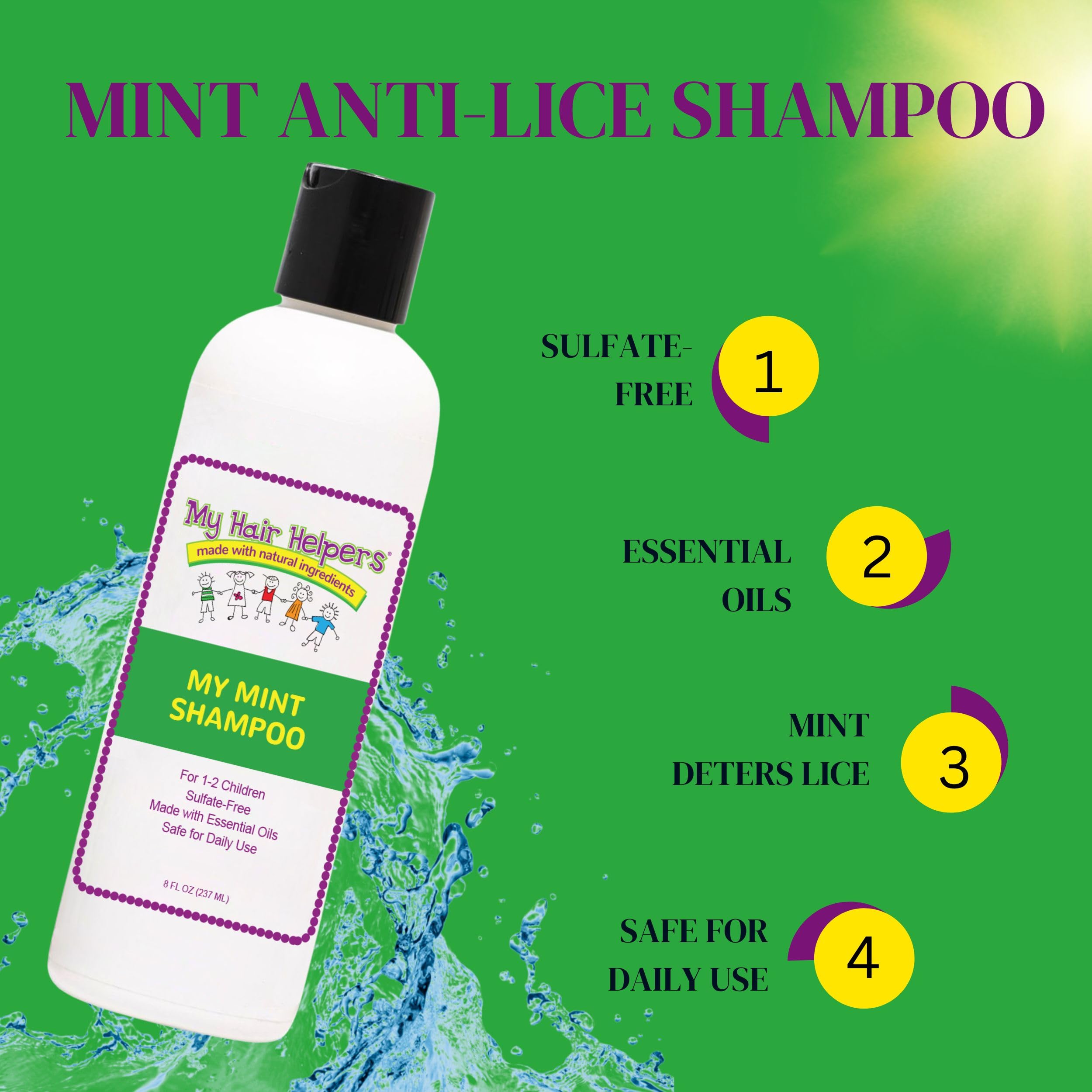 My Hair Helpers baby and toddler safe shampoo bottle.