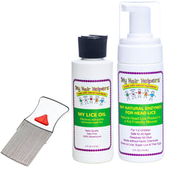My Hair Helpers head lice solution kit comb in action for precise nit removal
