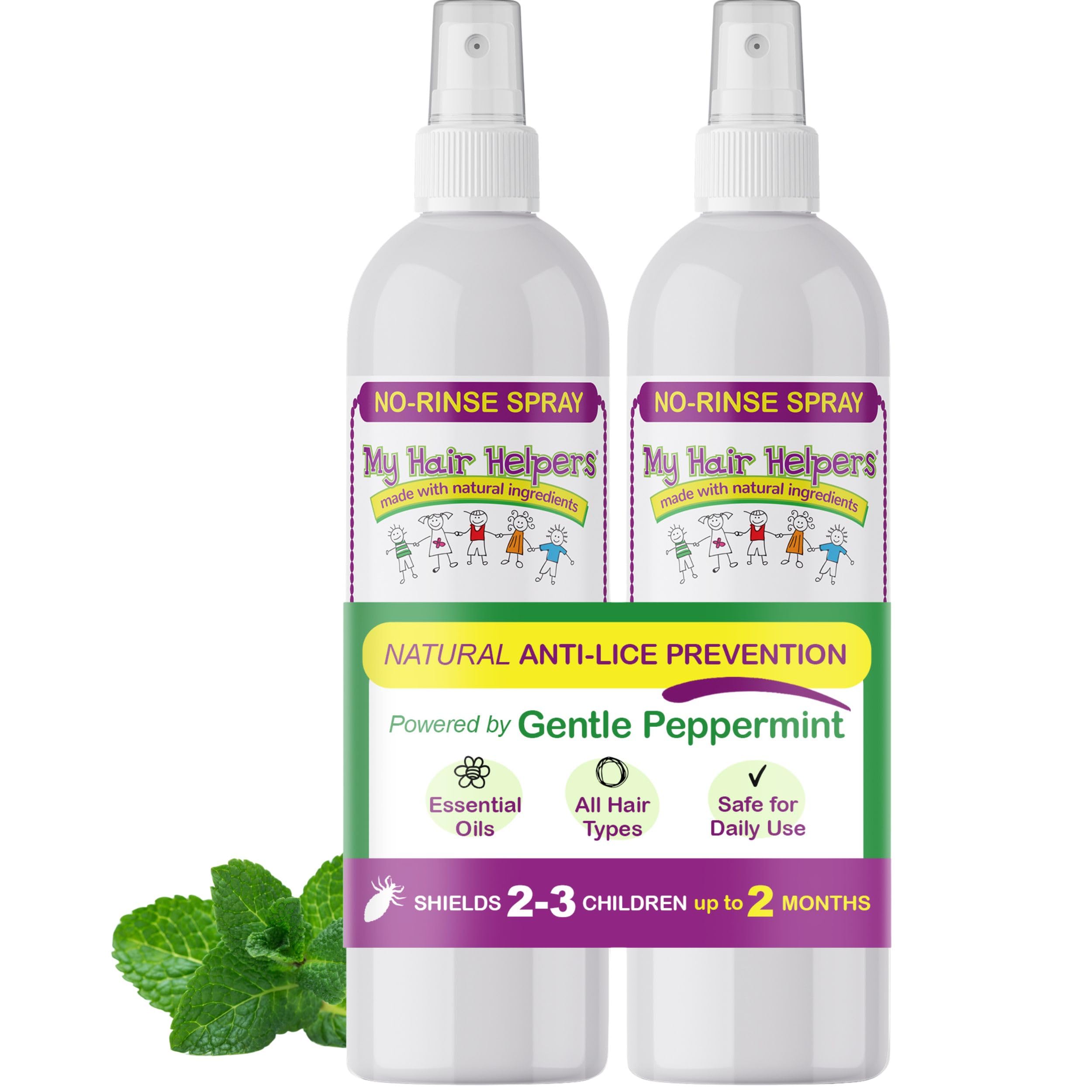 MY HAIR HELPERS Mint Lice Prevention Spray bottle with refreshing peppermint scent