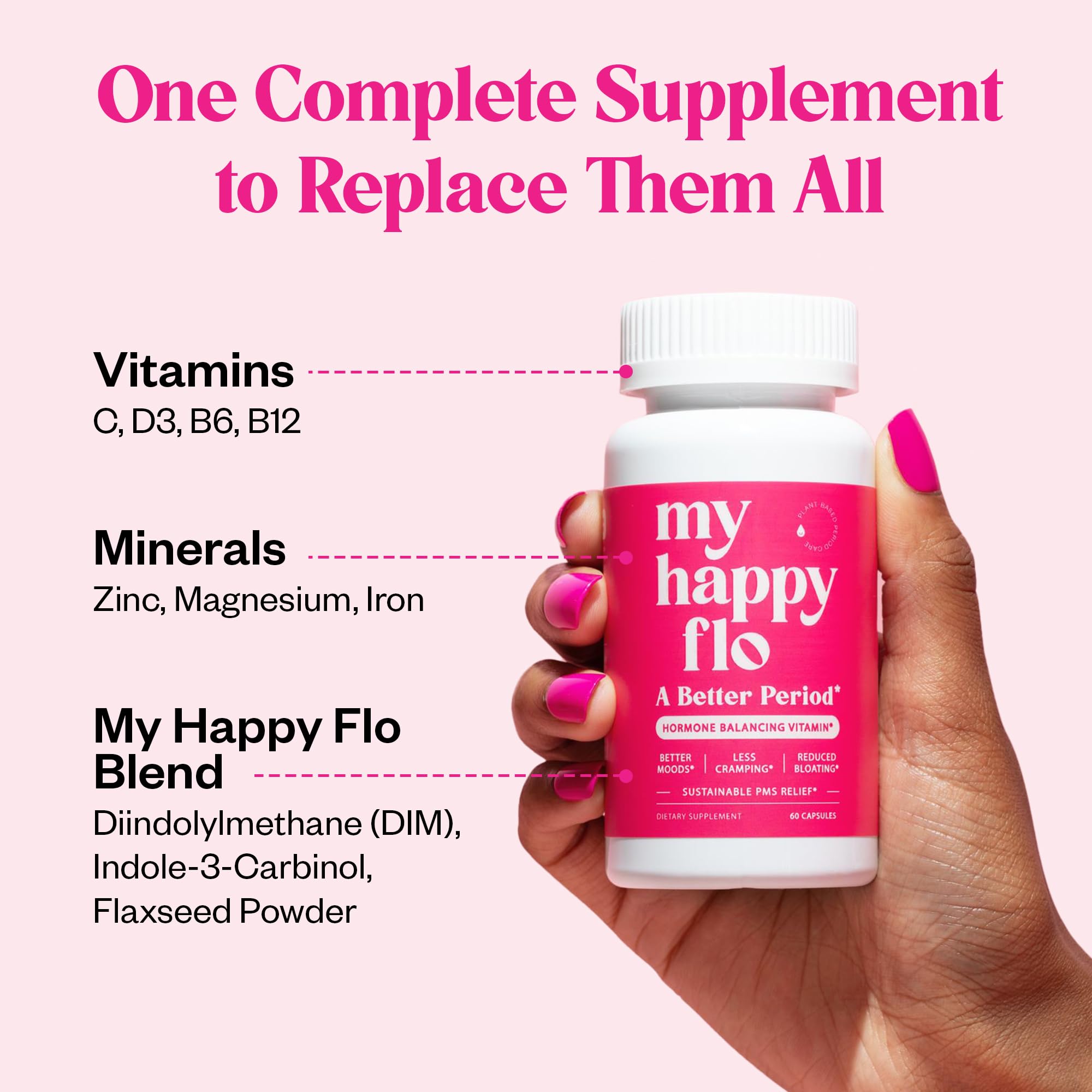 My Happy Flo vitamins and minerals close-up supporting energy