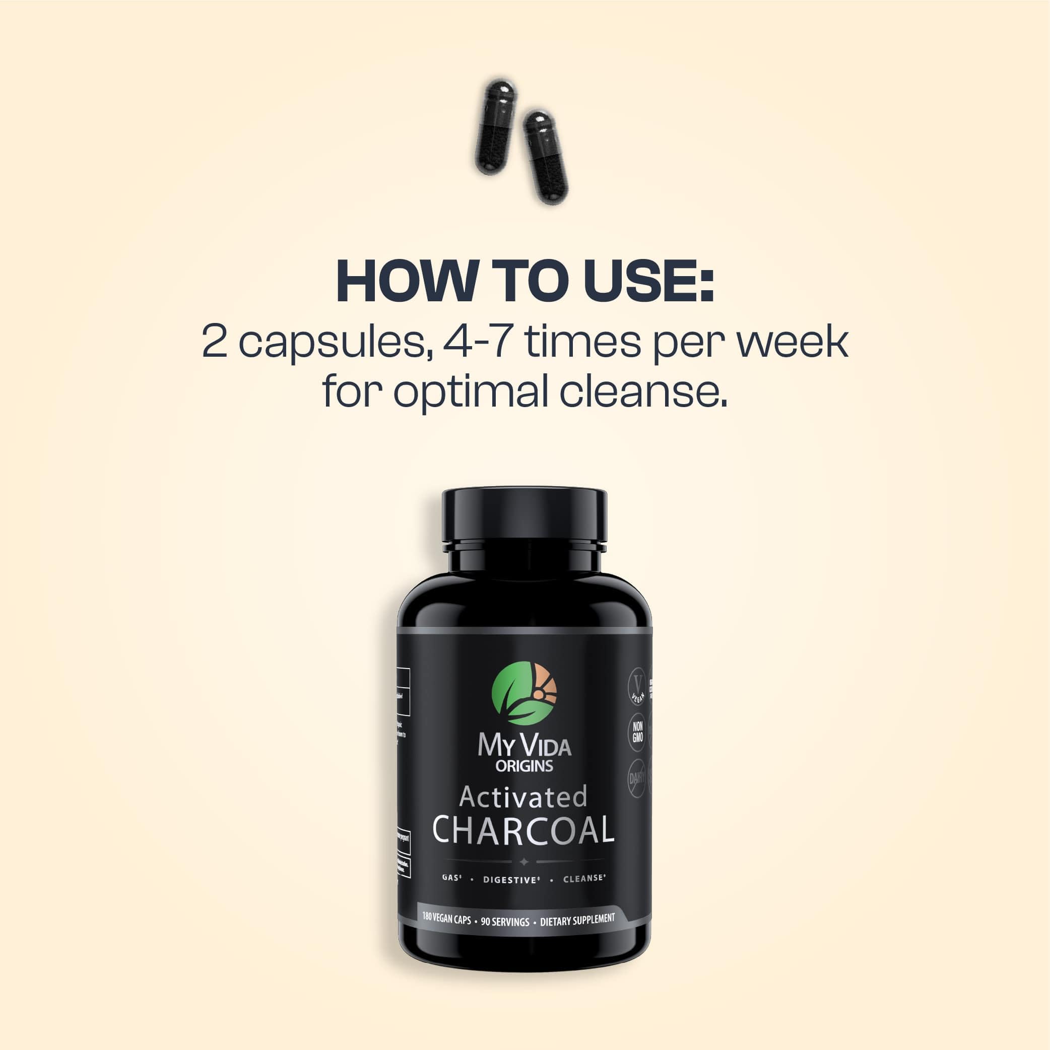 My Vida Origins 90-count packaging designed for convenient daily detox.