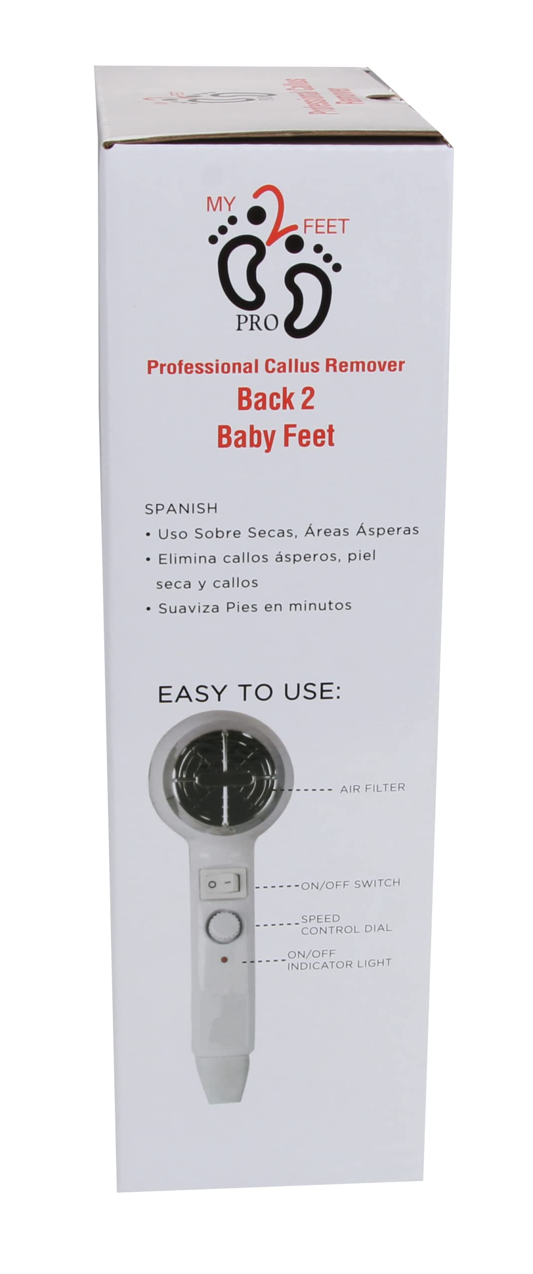 My2Feet callus remover in use on dry feet for smooth results.