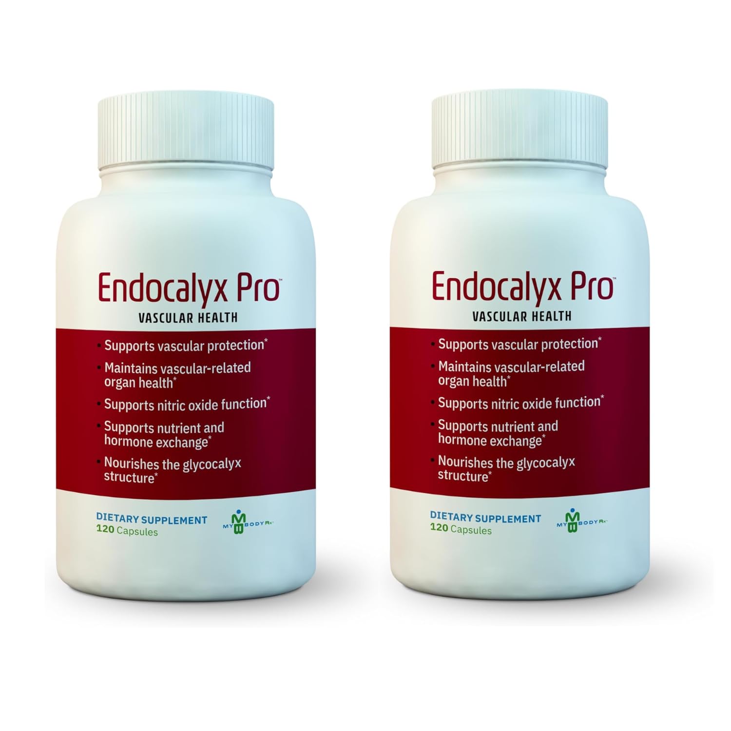 MYBODYRX Endocalyx Pro bottle with capsules supporting vascular health and nitric oxide functions