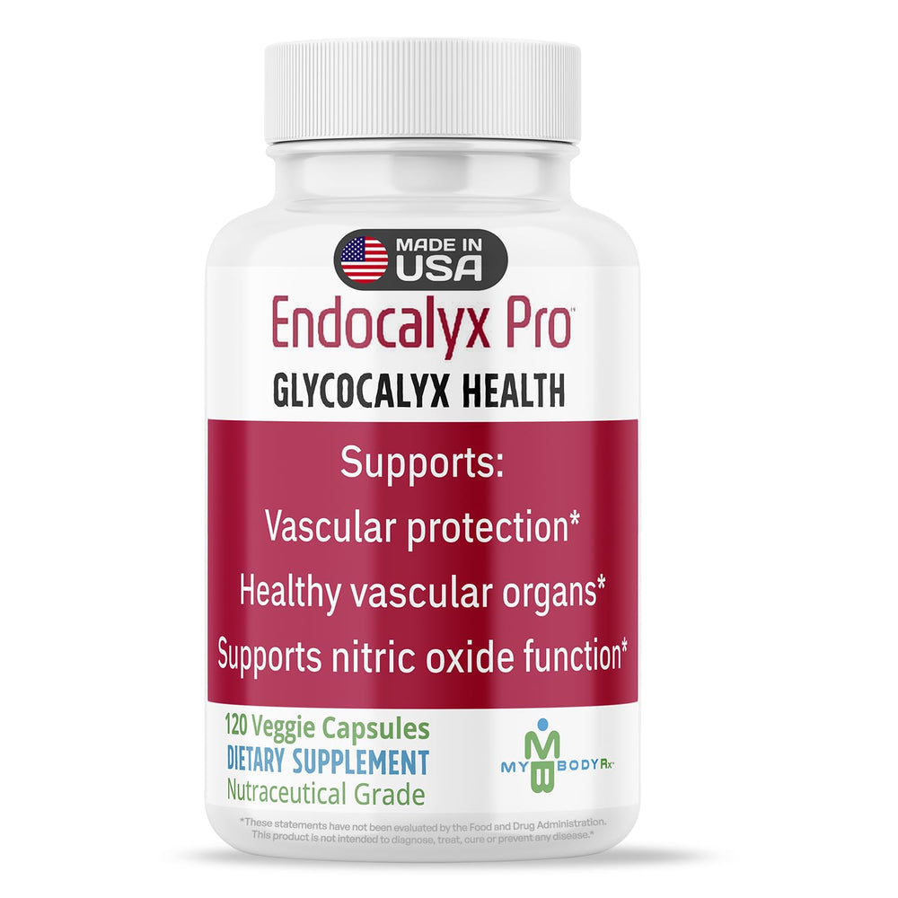 MYBODYRX Endocalyx Pro bottle on shelf supports convenient daily vascular health routines