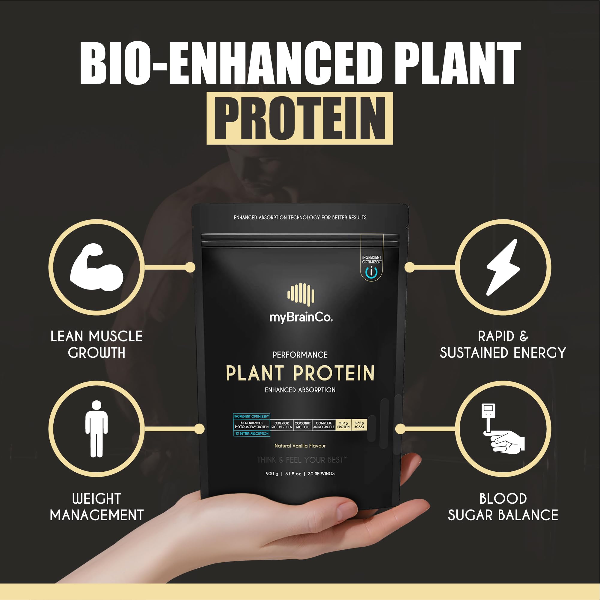 myBrainCo creamy vanilla shake shows smooth texture and dessert-like taste