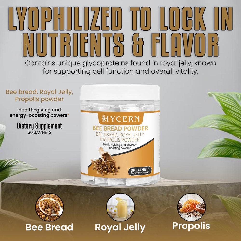 Mycern Yogurt topped with Bee Bread Powder adds nutrition