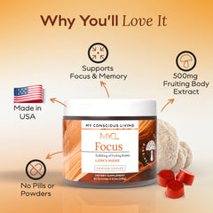 MYCL Lions Mane Gummies kids-friendly packaging for family routines