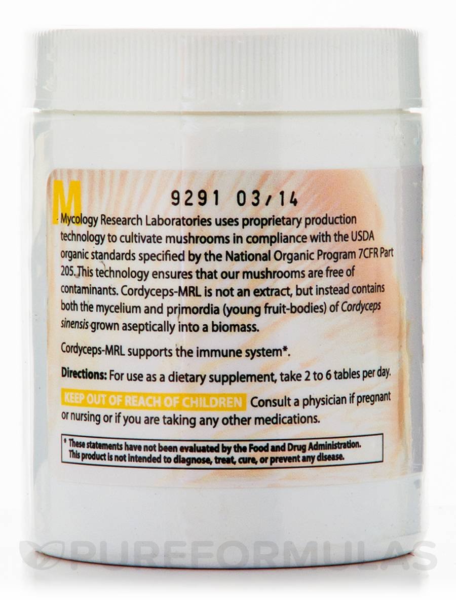 Cordyceps-MRL cultivation process image shows sterile biomass with clean origin and purity