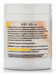 Cordyceps-MRL cultivation process image shows sterile biomass with clean origin and purity