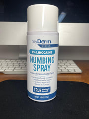 Close-up of the label showing 5% lidocaine and paraben-free formula.