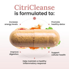 Glass of water with CitriCleanse capsules for an easy daily routine.